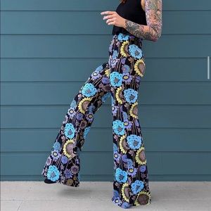 Groovy Flower Stretch Bell Bottom Flares